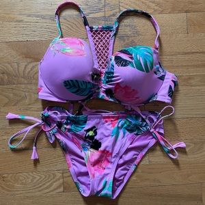 Shade and Shore Cute floral Pink Bikini